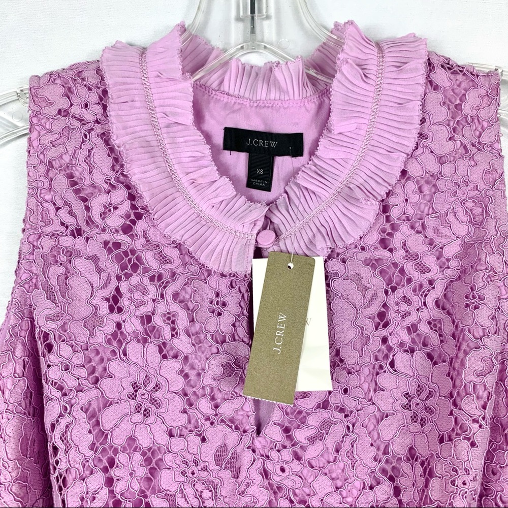 NWT J.Crew Lace Ruffle Neck Top In Vivid Lilac - Picture 4 of 5